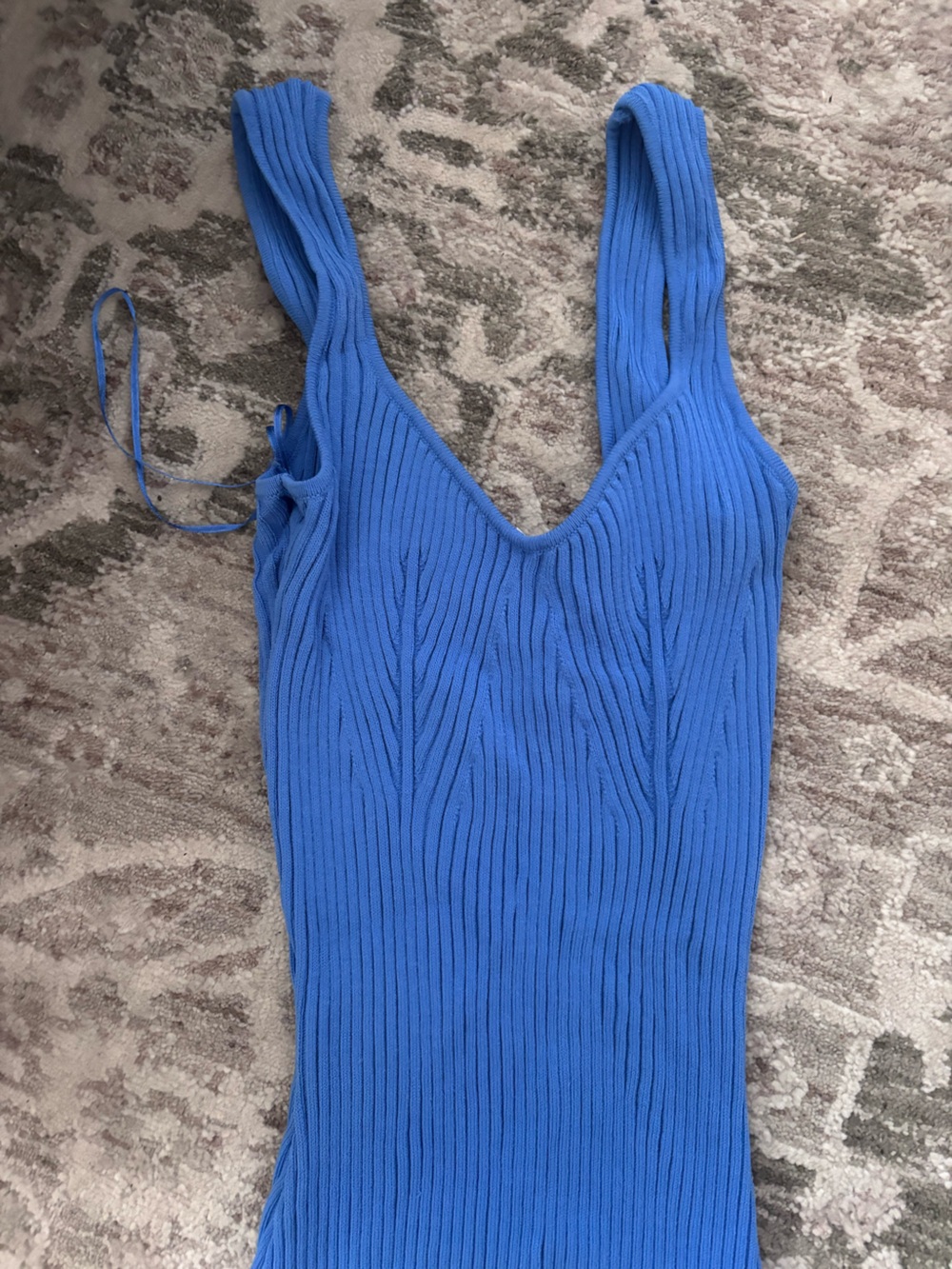Women's Ribbed V-Neck Tank Top - Blue